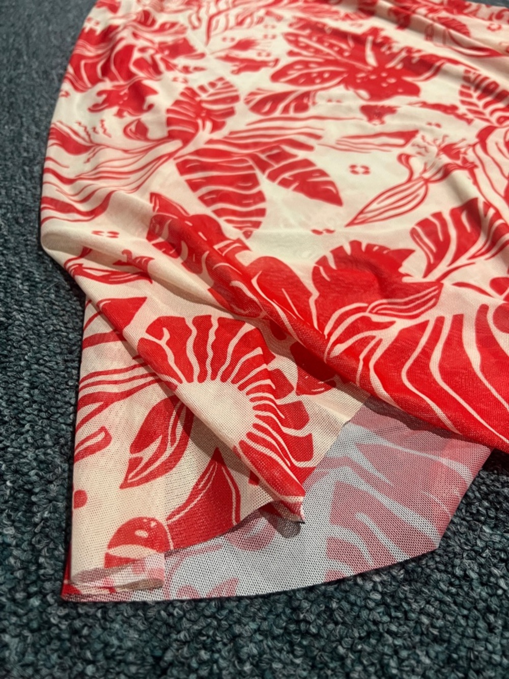 NWT COMMENSE 3 piece beach vacation Red Floral Bikini Set Maxi Skirt high waist - Picture 9 of 15